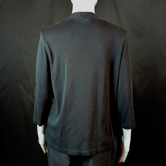 Rafaella sz Large Jet Black Cardigan / Tank Top With Silver Studded Embelishment - Picture 7 of 8